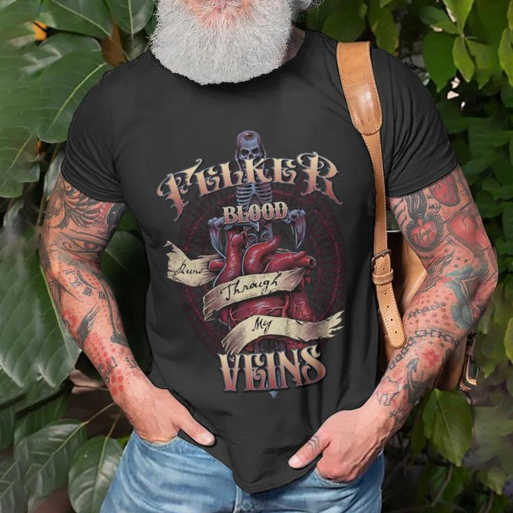 Felker Blood Runs Through My Veins Name Unisex T-Shirt Gifts for Old Men