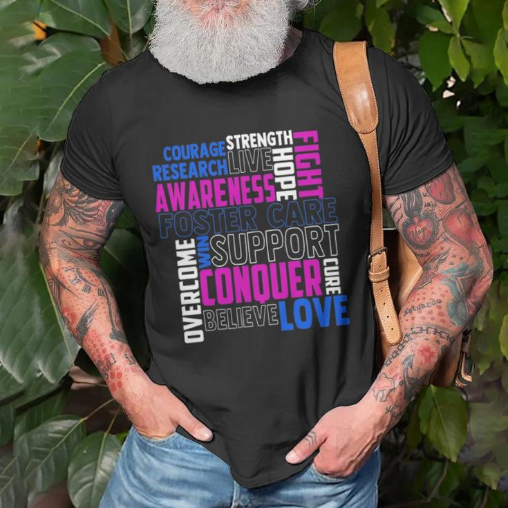 Foster Care Awareness Adoption Related Blue Ribbon Unisex T-Shirt Gifts for Old Men