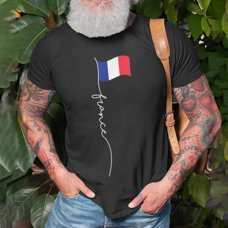 France Signature Flag Pole - Elegant Patriotic French Flag Unisex T-Shirt Gifts for Old Men