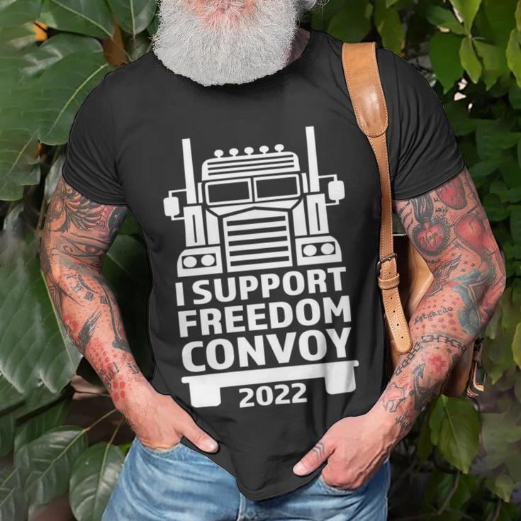 Freedom Convoy 2022 In Support Of Truckers Mandate Freedom Unisex T-Shirt Gifts for Old Men