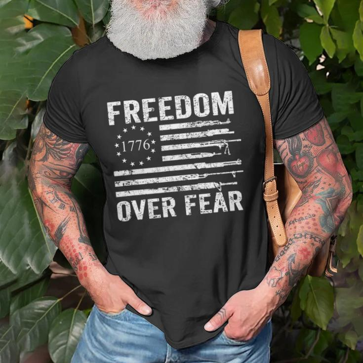 Freedom Over Fear - Pro Gun Rights 2Nd Amendment Guns Flag Unisex T-Shirt Gifts for Old Men