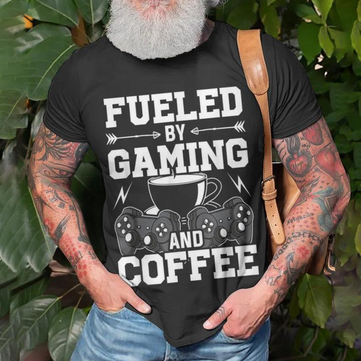 Fueled By Gaming And Coffee Video Gamer Gaming Unisex T-Shirt Gifts for Old Men