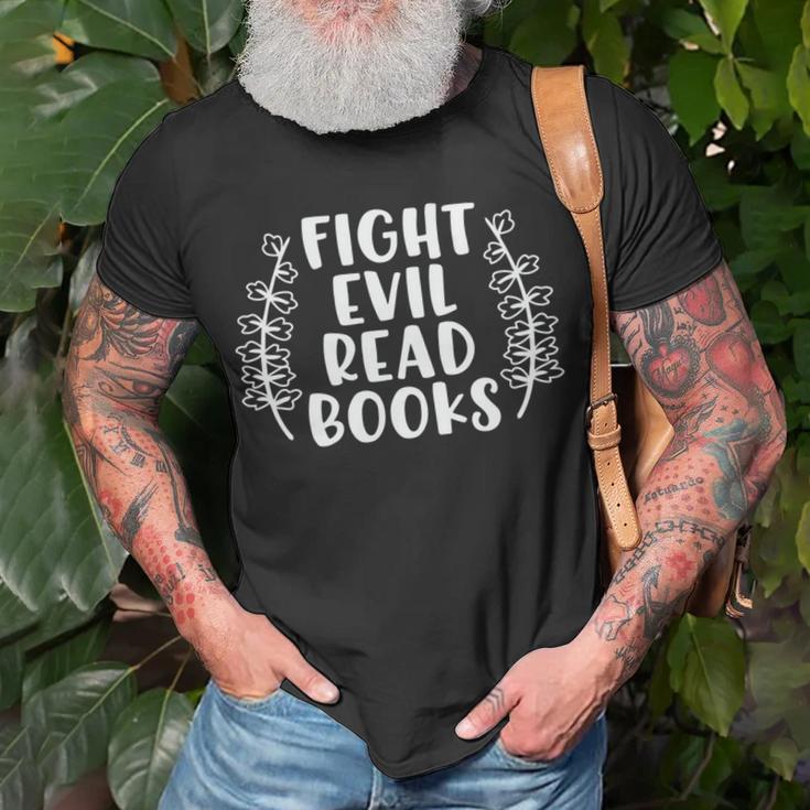 Funny Fight Evil Read Books Unisex T-Shirt Gifts for Old Men