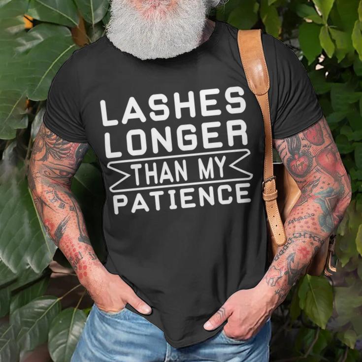 Funny Lashes Longer Than My Patience Unisex T-Shirt Gifts for Old Men