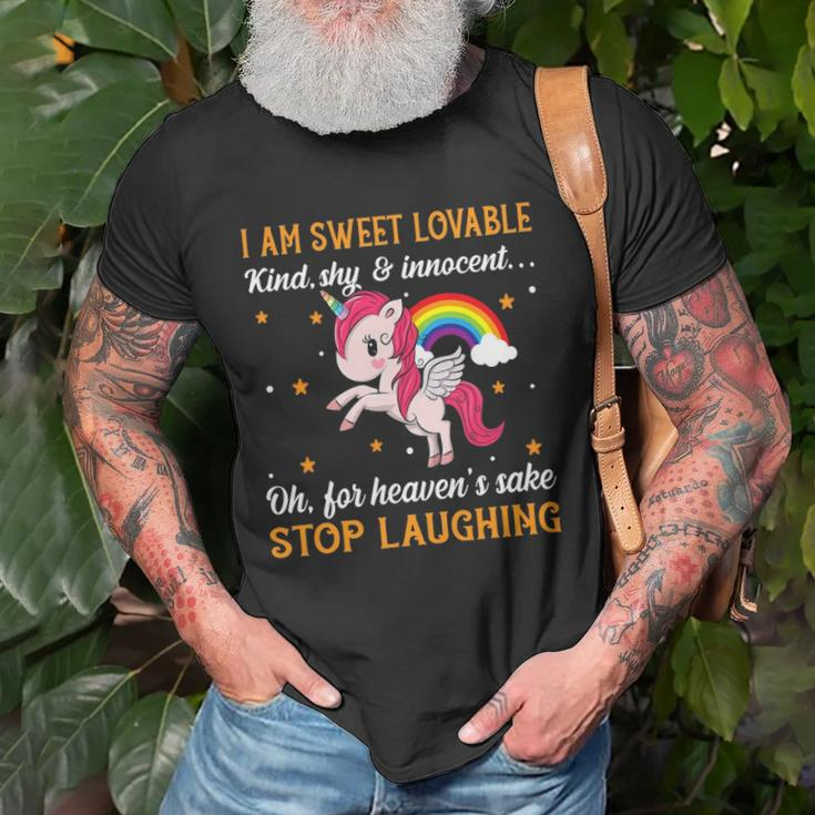 Funny Unicorn Kind Rainbow Graphic Plus Size Unisex T-Shirt Gifts for Old Men