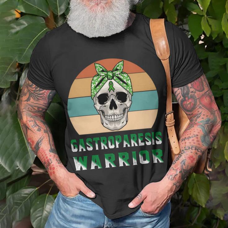 Gastroparesis Warrior Skull Women Vintage Green Ribbon Gastroparesis Gastroparesis Awareness Unisex T-Shirt Gifts for Old Men