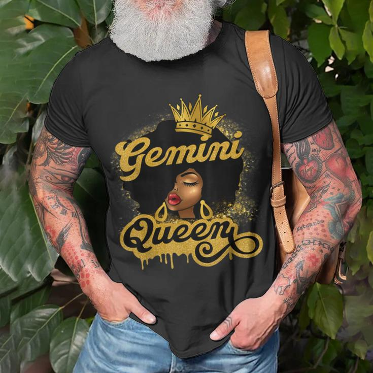 Gemini Queen Birthday Girl Afro Woman Black Queen Zodiac Unisex T-Shirt Gifts for Old Men