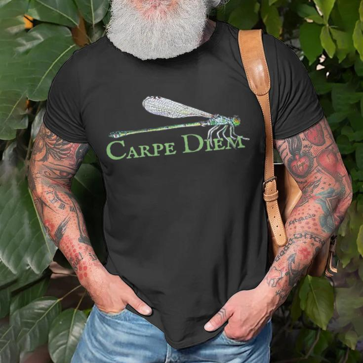 Green Dragonfly Carpe Diem Double Sided T-shirt Gifts for Old Men