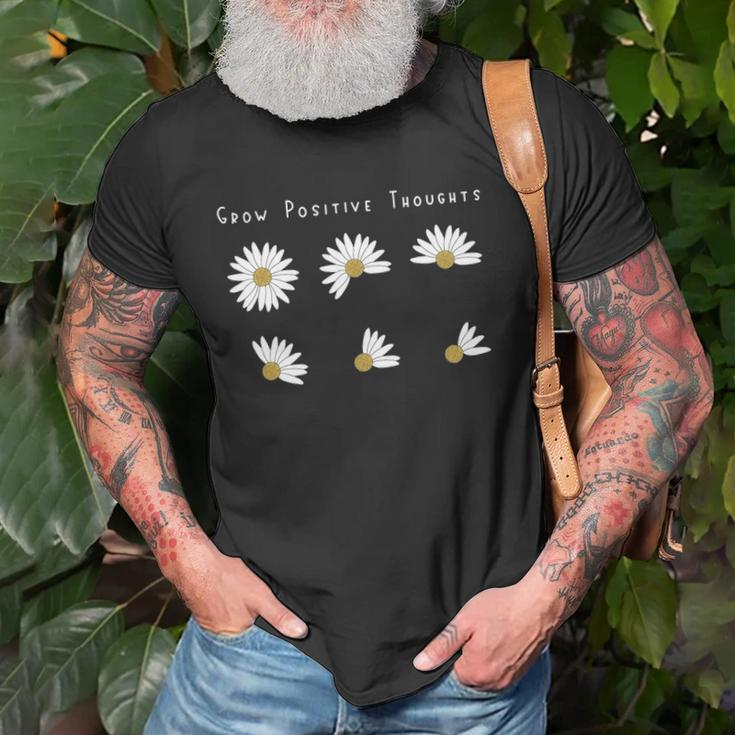Grow Positive Thoughts Tee Floral Bohemian Style Unisex T-Shirt Gifts for Old Men