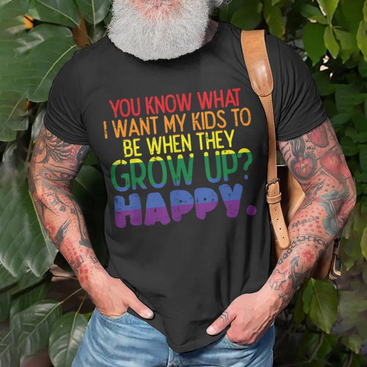 Happy Kids When Grow Up Parent Gay Pride Ally Lgbtq Month Unisex T-Shirt Gifts for Old Men