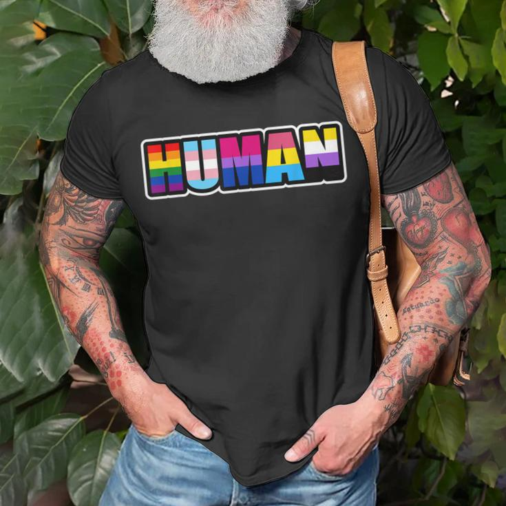 Human Lgbt Flag Gay Pride Month Transgender Unisex T-Shirt Gifts for Old Men