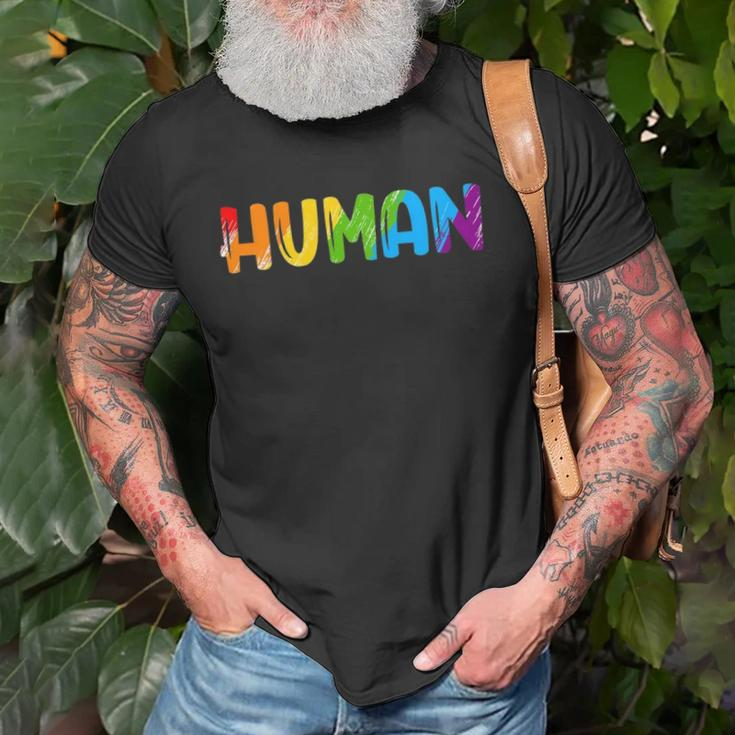 Human Lgbt Rainbow Flag Gay Pride Month Transgender Unisex T-Shirt Gifts for Old Men