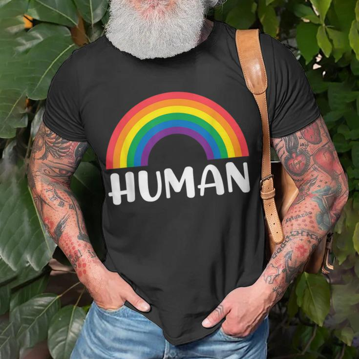 Human Rainbow Lgbt Pride Homo Lesbian Pride Unisex T-Shirt Gifts for Old Men