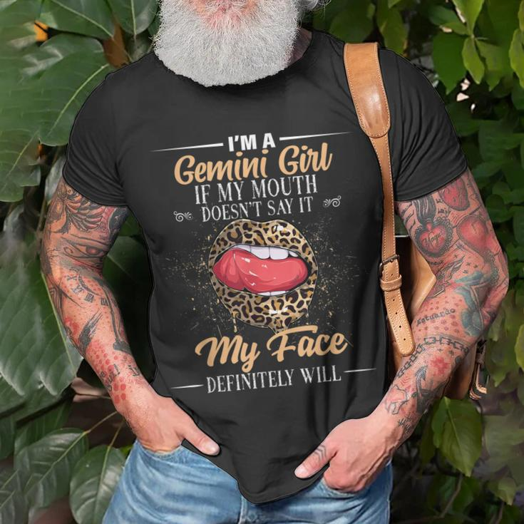I Am A Gemini Girl Leopard Birthday Astrology Zodiac Sign V2 Unisex T-Shirt Gifts for Old Men