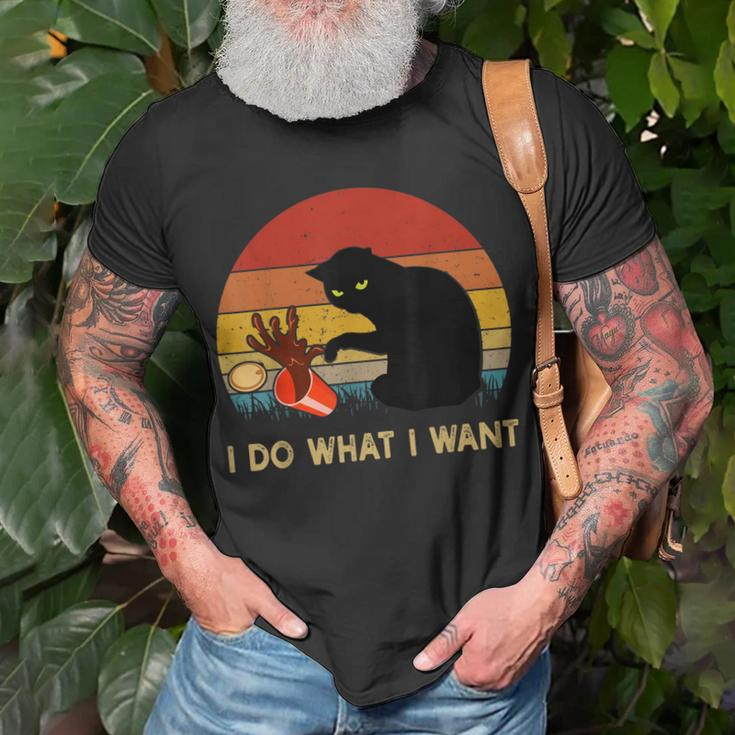 I Do What I Want Funny Black Cat Gifts For Women Men Vintage Unisex T-Shirt Gifts for Old Men