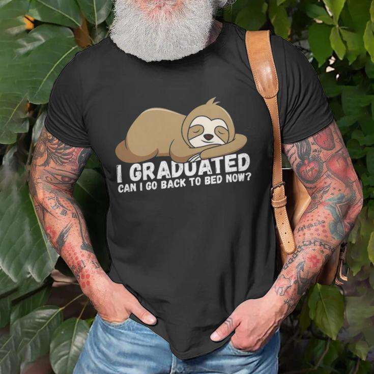 I Graduated Can I Go Back To Bed Now - Funny Senior Grad Unisex T-Shirt Gifts for Old Men