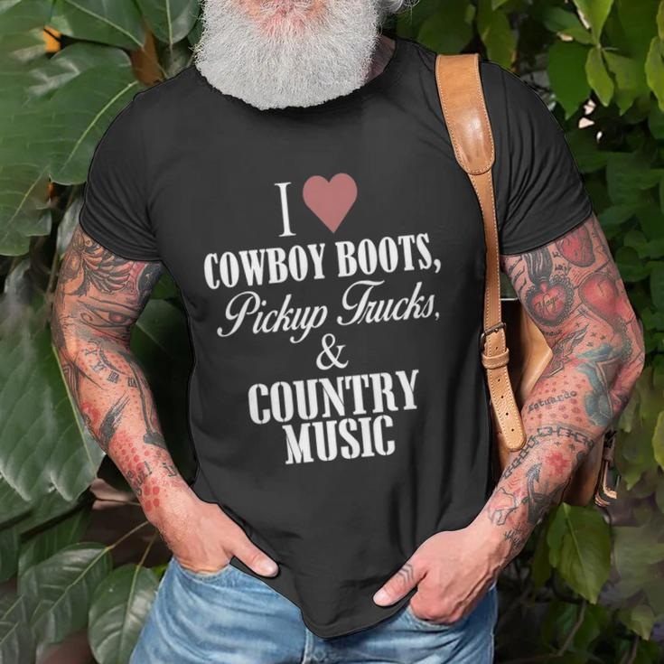 I Heart Cowboy Boots Pickup Trucks And Country Music Unisex T-Shirt Gifts for Old Men
