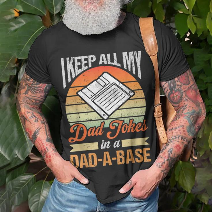 I Keep All My Dad Jokes In A Dad-A-Base Vintage Father Dad Unisex T-Shirt Gifts for Old Men