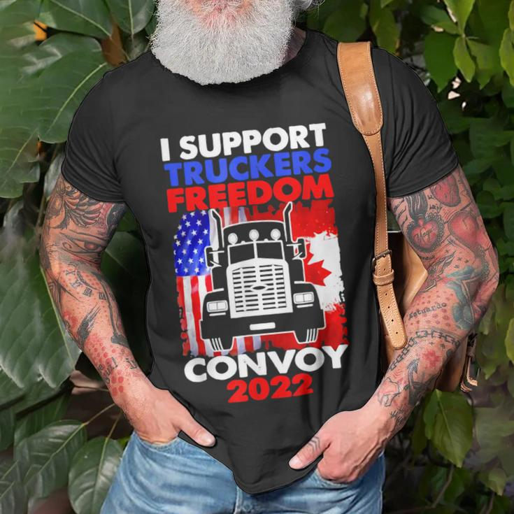 I Support Truckers Freedom Convoy 2022 V3 Unisex T-Shirt Gifts for Old Men