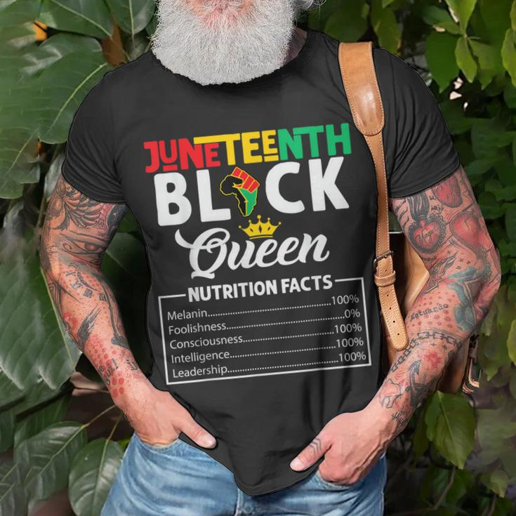 Junenth Womens Black Queen Nutritional Facts Freedom Day Unisex T-Shirt Gifts for Old Men