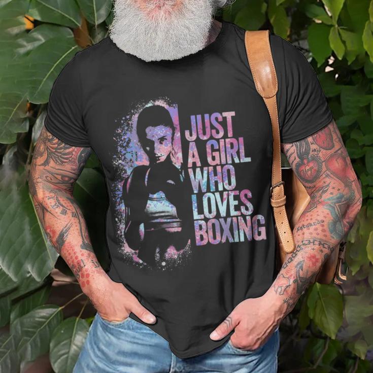 Just A Girl Who Loves Boxing Ink Splatter Unisex T-Shirt Gifts for Old Men