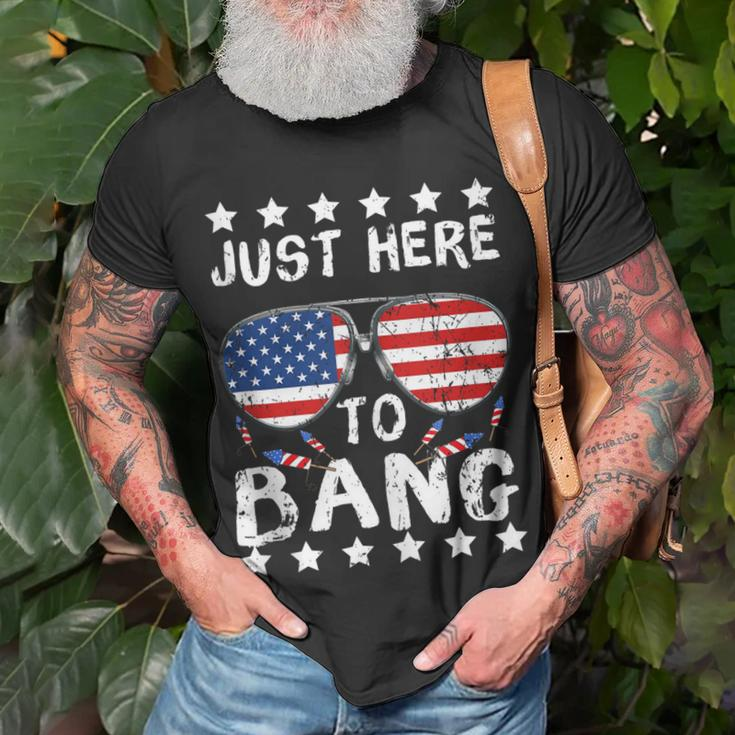 Just Here To Bang And Drink Beer Fourth Of July 4Th Of July Unisex T-Shirt Gifts for Old Men