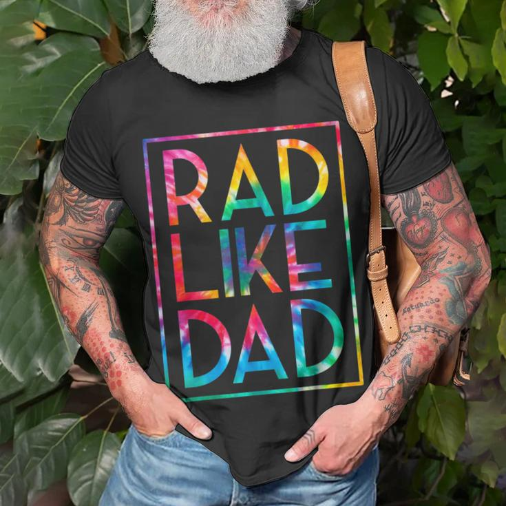 Kids Rad Like Dad Tie Dye Funny Fathers Day Toddler Boy Girl Unisex T-Shirt Gifts for Old Men