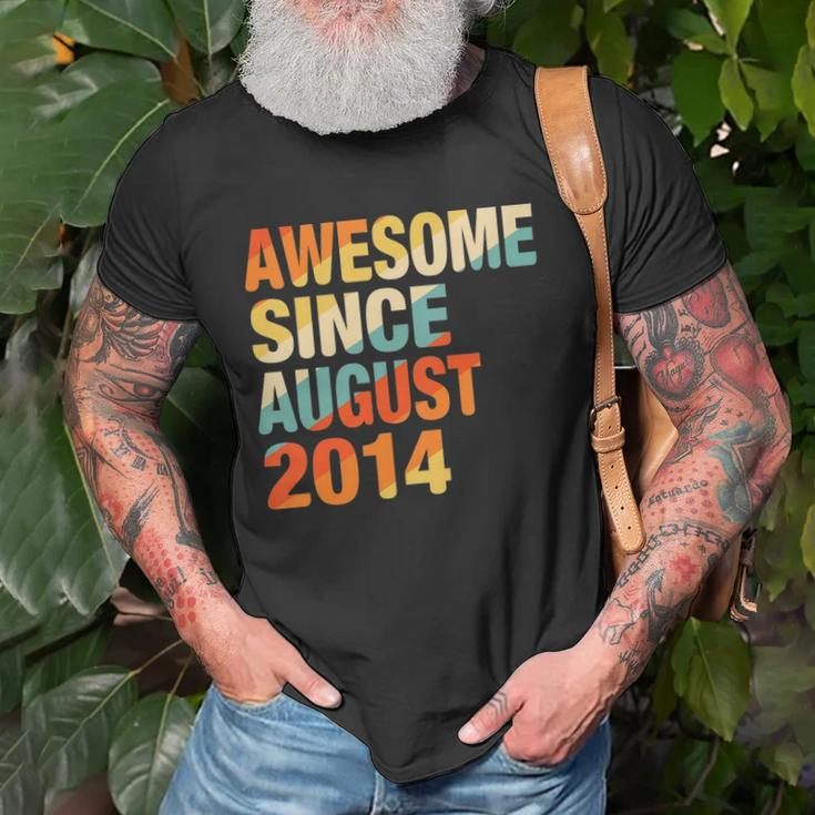 Kids Vintage 7Th Birthday Awesome Since August 2014 7 Years Old Unisex T-Shirt Gifts for Old Men