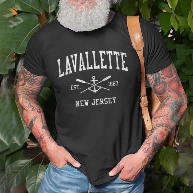 Lavallette Nj Vintage Crossed Oars & Boat Anchor Sports Unisex T-Shirt Gifts for Old Men