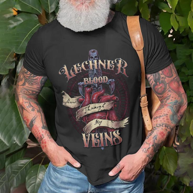 Lechner Blood Runs Through My Veins Name Unisex T-Shirt Gifts for Old Men