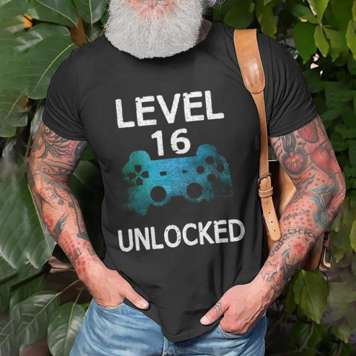 Level 16 Unlocked Boys 16Th Birthday 16 Years Old Gamer Unisex T-Shirt Gifts for Old Men