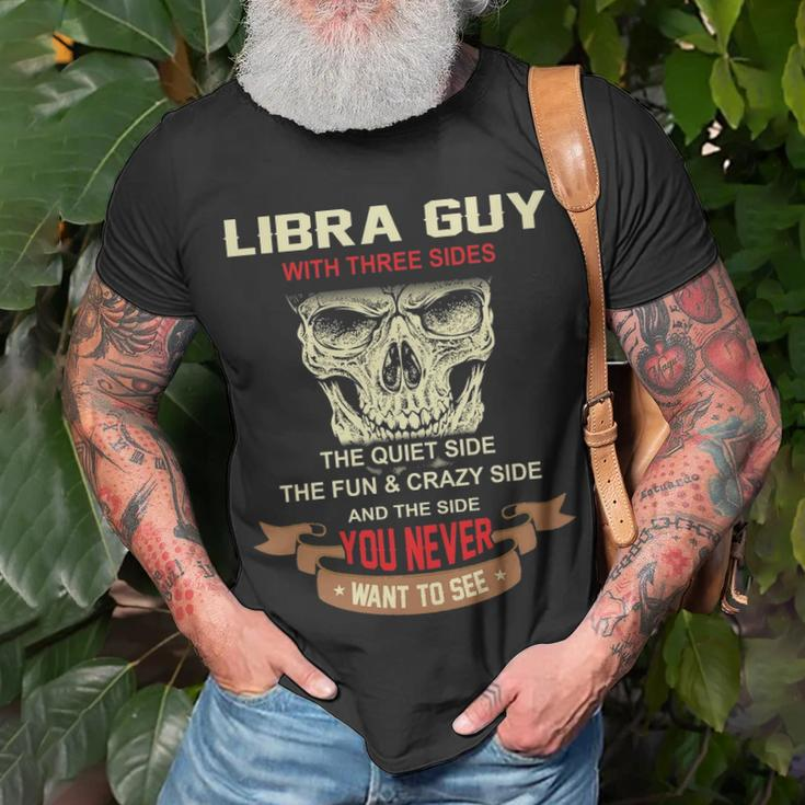 Libra Guy I Have 3 Sides Libra Guy Birthday T-Shirt Gifts for Old Men