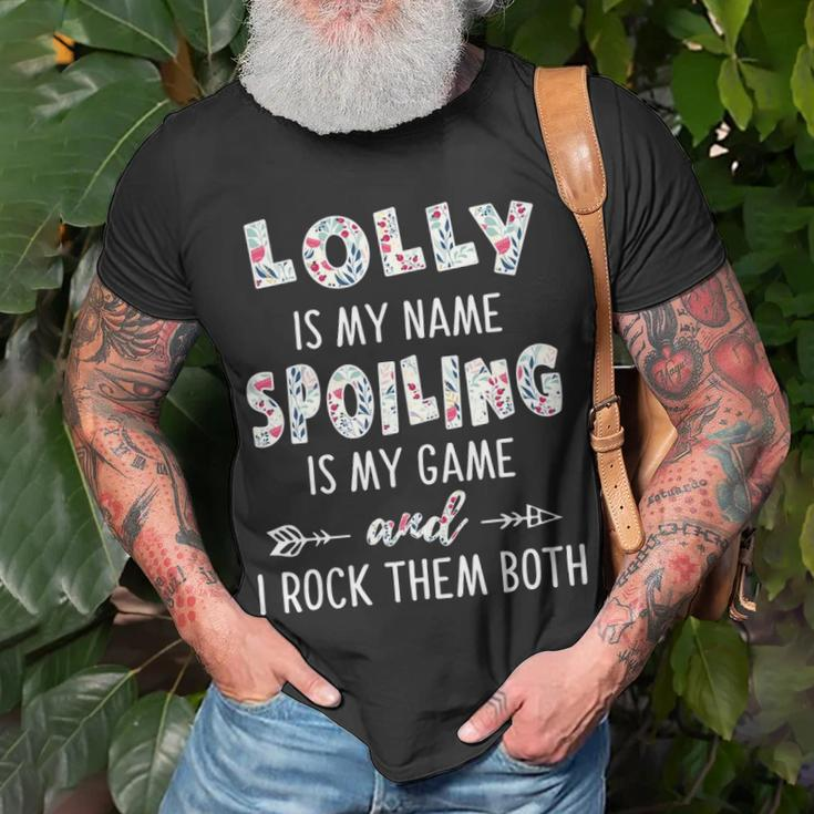 Lolly Grandma Lolly Is My Name Spoiling Is My Game T-Shirt Gifts for Old Men