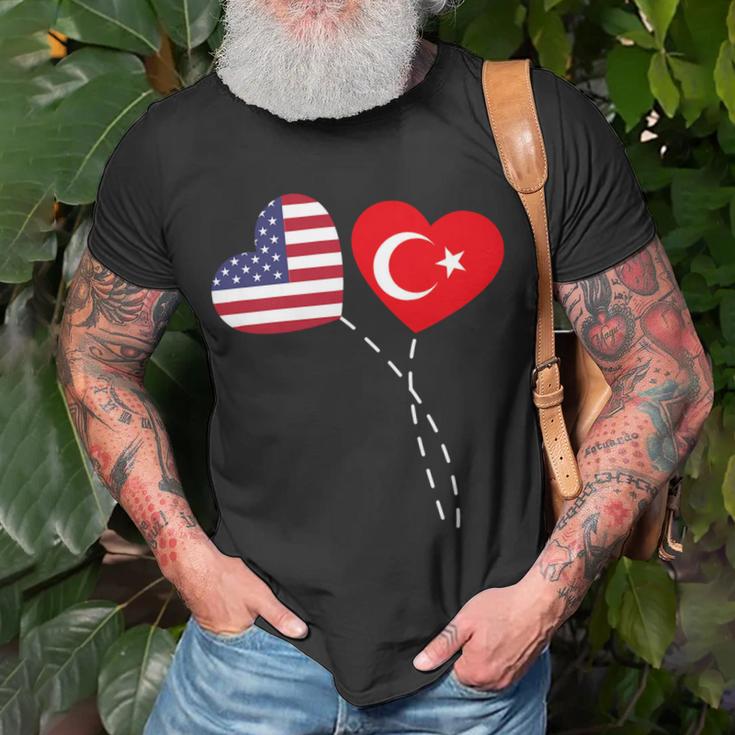 Loving Usa Turkey Flag Heart Turkish 13 Shirt Unisex T-Shirt Gifts for Old Men