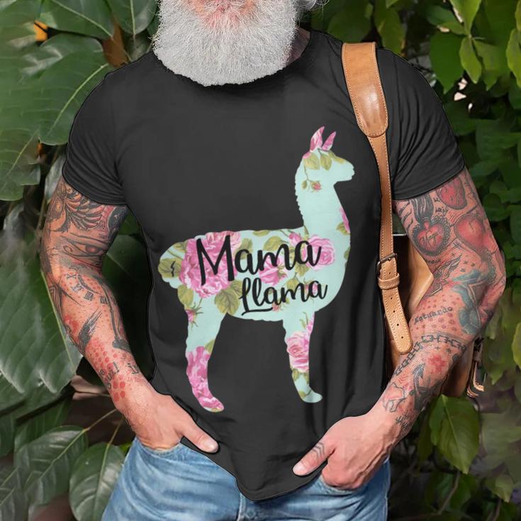 Mama Llama Floral Unisex T-Shirt Gifts for Old Men