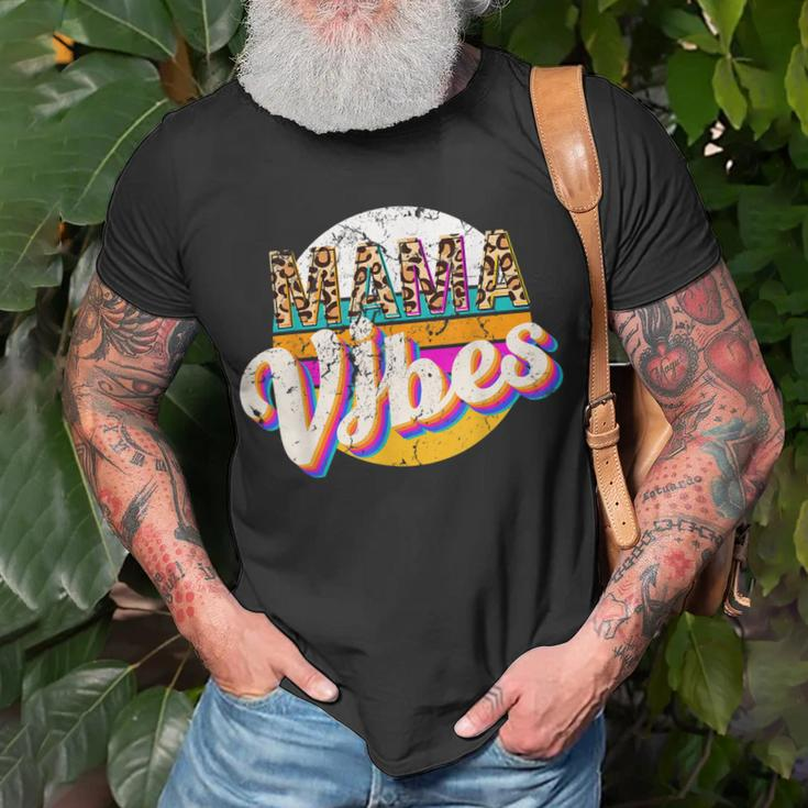 Mama Vibes Leopard Distressed Retro Sunset Summer Vibes T-shirt Gifts for Old Men