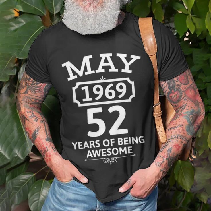 May 1969 52 Years Of Being Awesome 52Nd Birthday 52 Years Old Unisex T-Shirt Gifts for Old Men