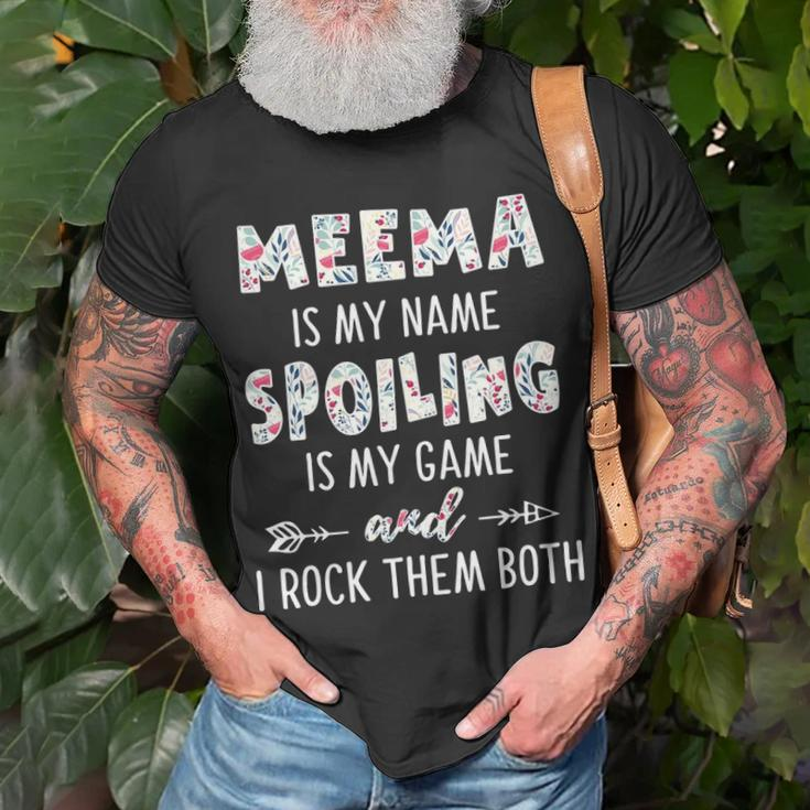 Meema Grandma Meema Is My Name Spoiling Is My Game T-Shirt Gifts for Old Men