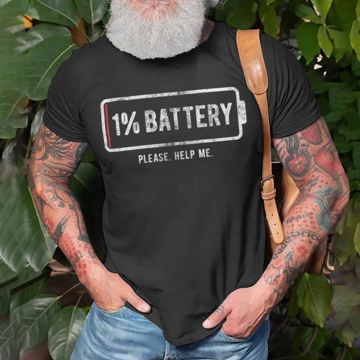 Mens 1 Battery Please Help Me Tshirt Funny Running On Empty 172 Trending Shirt Unisex T-Shirt Gifts for Old Men