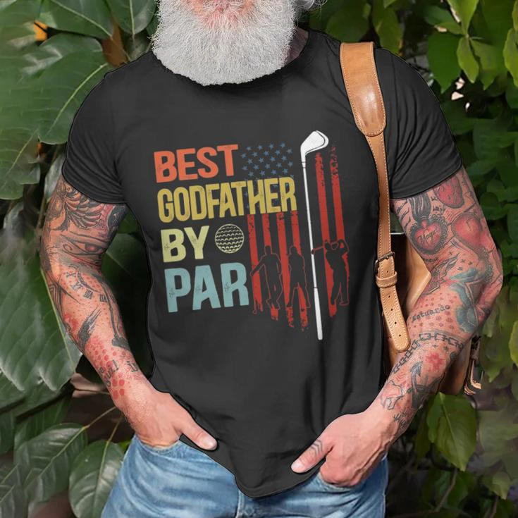 Mens Best Godfather By Par Flag Fathers Day Golfing Unisex T-Shirt Gifts for Old Men
