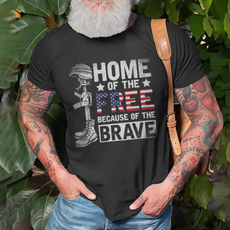 Mens Home Of The Free Because Of The Brave Proud Veteran Soldier Unisex T-Shirt Gifts for Old Men