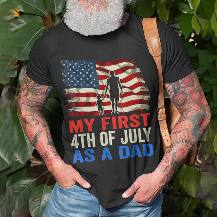 Mens My First 4Th Of July As A Dad July 4Th New Dad Usa Flag Unisex T-Shirt Gifts for Old Men