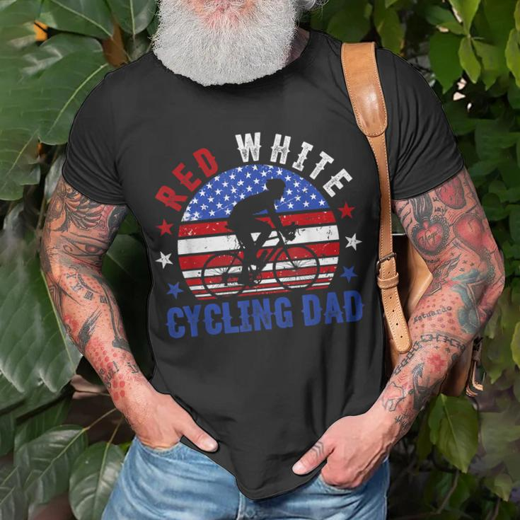 Mens Red White Cycling Dad 4Th Of July American Flag Gift Unisex T-Shirt Gifts for Old Men