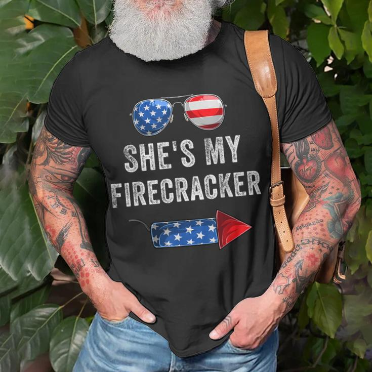 Mens Shes My Firecracker His And Hers 4Th July Matching Couples Unisex T-Shirt Gifts for Old Men