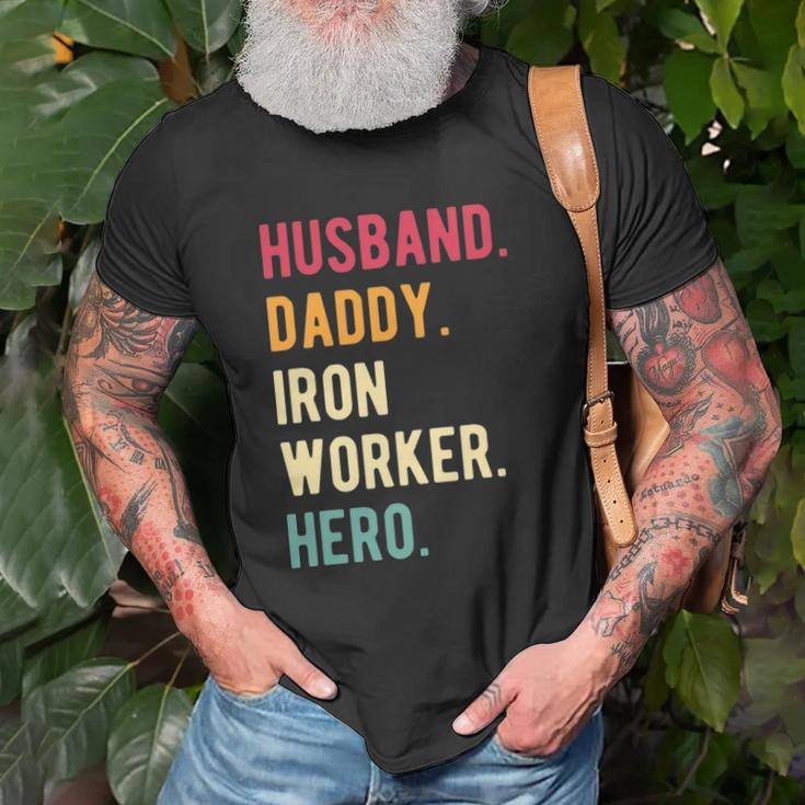 Mens Vintage Husband Daddy Iron Worker Hero Fathers Day Gift Unisex T-Shirt Gifts for Old Men