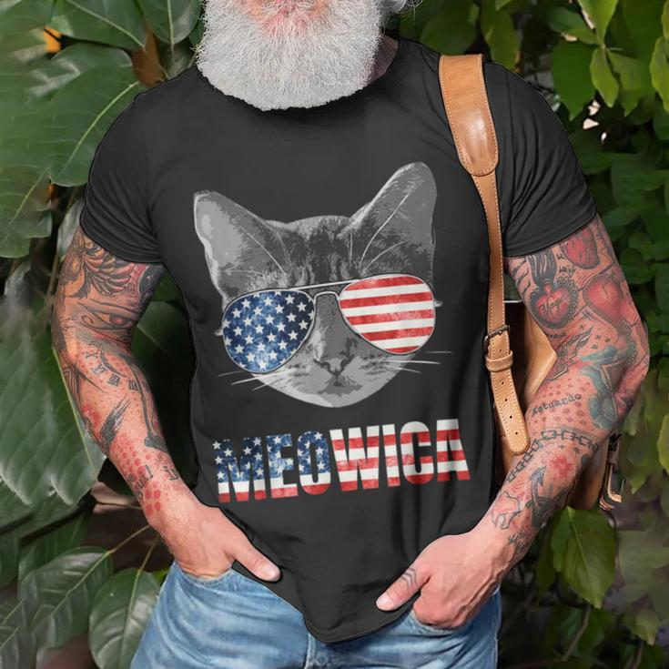 Meowica Funny Cat Patriotic Usa Shirt American Flag 544 Trending Shirt Unisex T-Shirt Gifts for Old Men