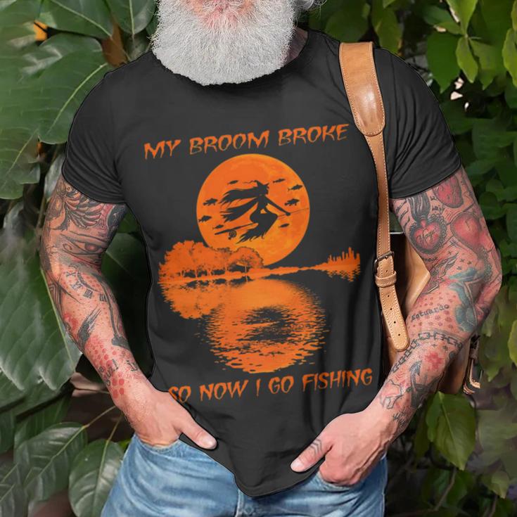 My Broom Broke So Now I Go Fishing 56 Shirt Unisex T-Shirt Gifts for Old Men