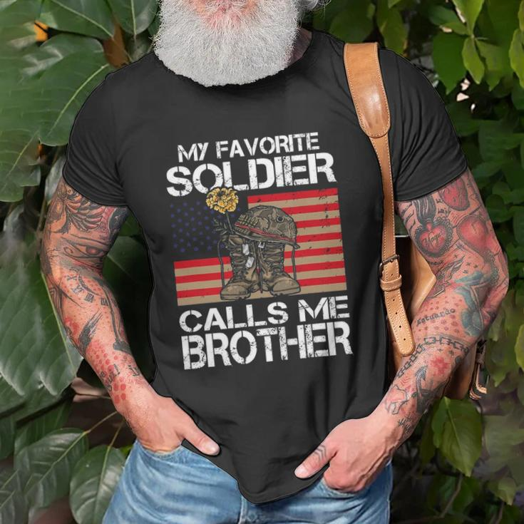 My Favorite Soldier Calls Me Brother Proud Army Bro Unisex T-Shirt Gifts for Old Men