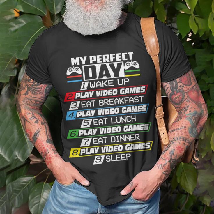 My Perfect Day Video Games Funny Cool 554 Shirt Unisex T-Shirt Gifts for Old Men