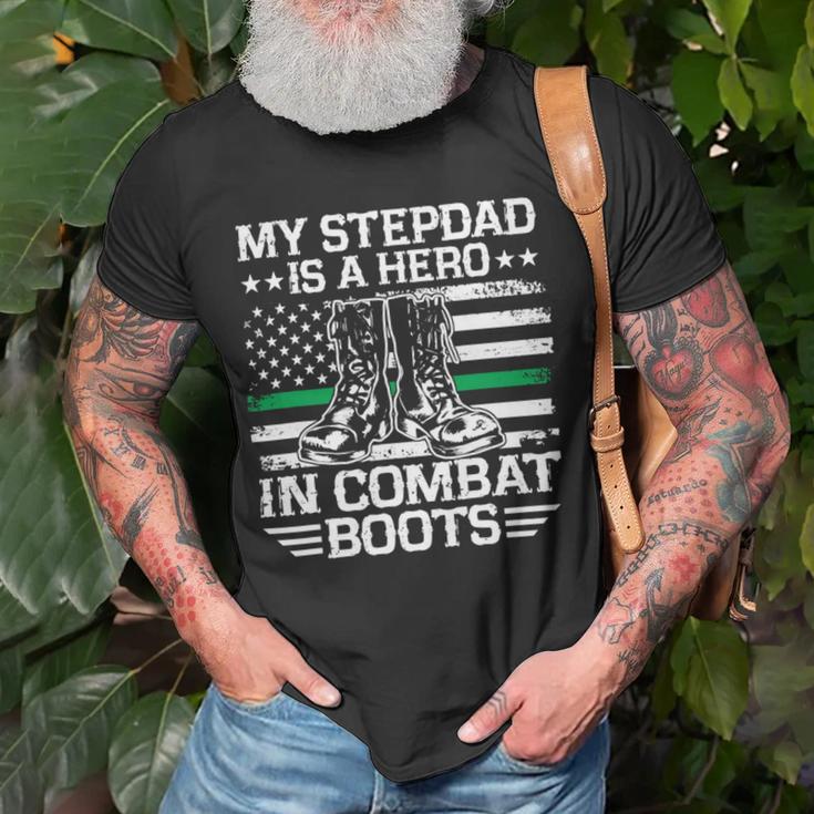 My Stepdad Is A Hero In Combat Boots 684 Shirt Unisex T-Shirt Gifts for Old Men